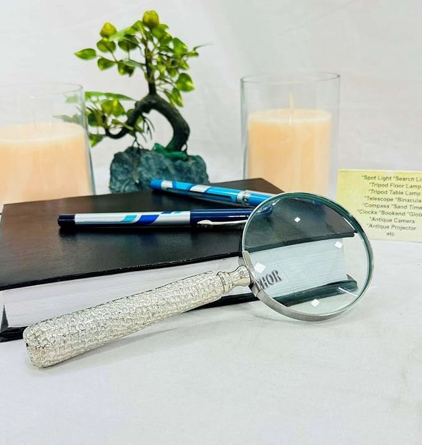 Large, antique, sterling Silver handle magnifying glass hallmarked London 1917. Ideal gift and desk accessory