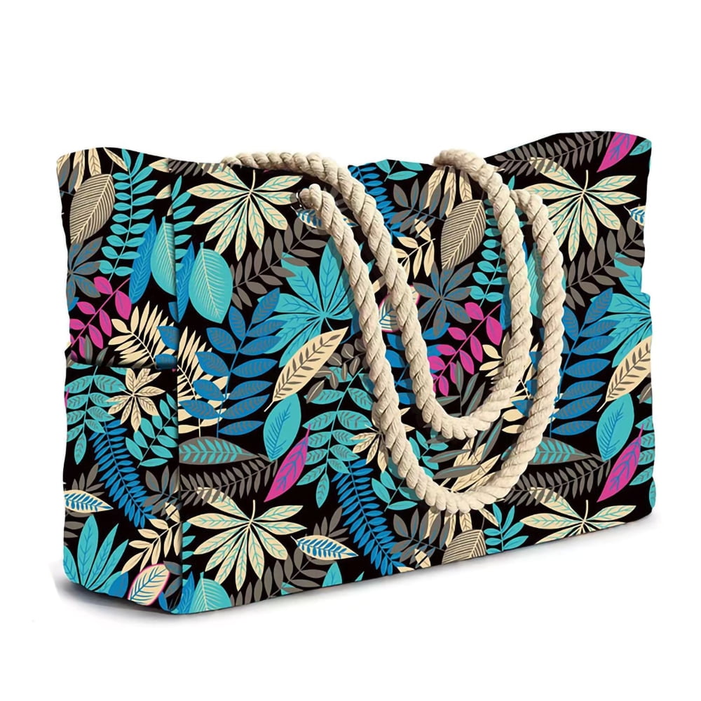 Zttd large beach bag for women canvas beach bag with pocket zipper tote clearance