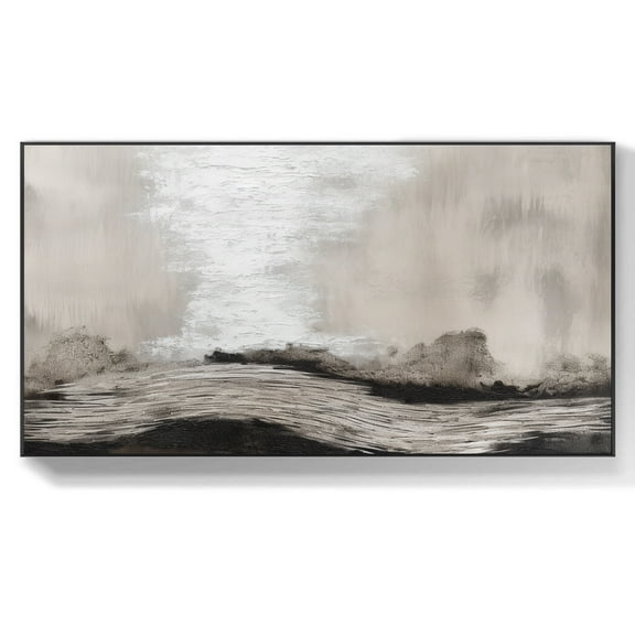 Large black abstract wall art, handmade acrylic grey painting, textured canvas decor, beautiful black canvas wall art,(41*81cm)16*32 Inches,Unstretched,Frameless