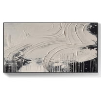 Large black wall art canvas black and white abstract line painting modern minimalist wall art contemporary textured wall art decoration,(41*81cm)16*32 Inches,Unstretched,Frameless