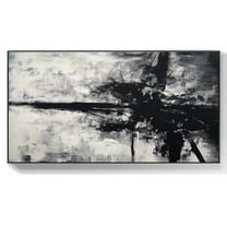 Large black and white abstract art, handmade textured acrylic canvas painting, minimalist home wall decor, white contemporary art,(41*81cm)16*32 Inches,Unstretched,Frameless