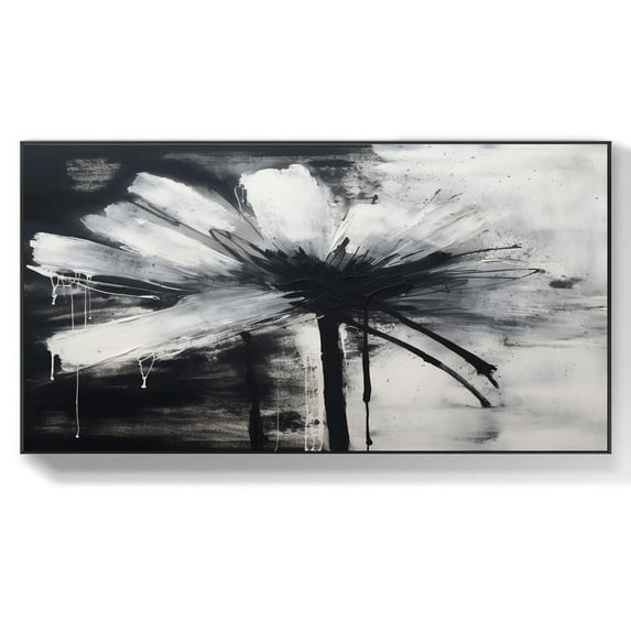 Large black and white painting black and white wall art black and white minimalist painting black abstract art office decor,(114*229cm)45*90 Inches,Unstretched,Frameless