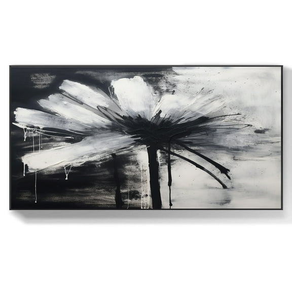 Large black and white painting black and white wall art black and white minimalist painting black abstract art office decor,(41*81cm)16*32 Inches,Unstretched,Frameless