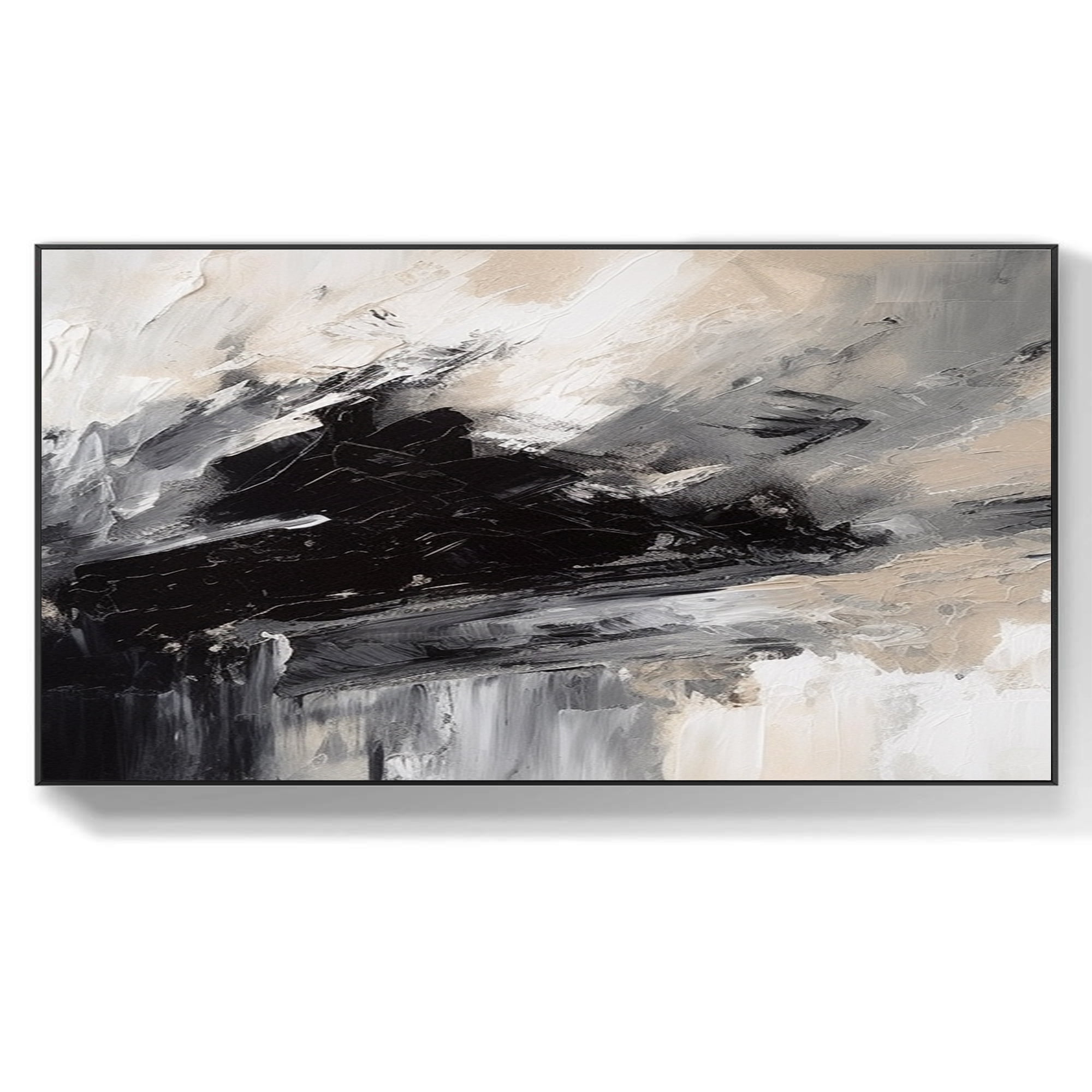 Large black and white texture wall art black and white painting black ... - Black And White Texture Wall Decor