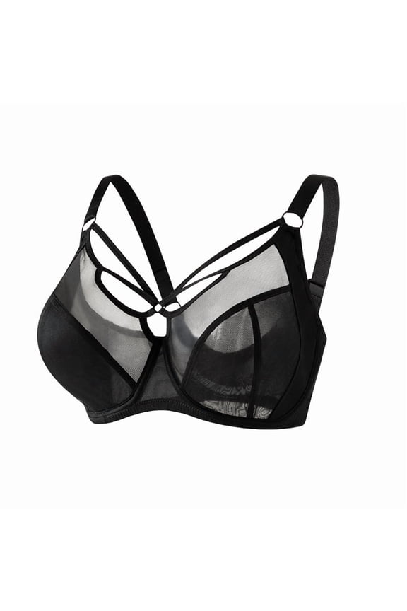 Large bust minimizing mesh bra with soft underwire, ultra-thin, side breast support, anti-sagging, plus size lingerie