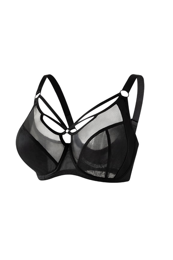 Large bust minimizing mesh bra with soft underwire, ultra-thin, side breast support, anti-sagging, plus size lingerie