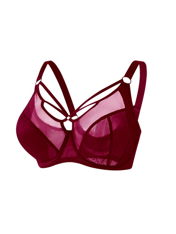Large bust minimizing mesh bra with soft underwire, ultra-thin, side breast support, anti-sagging, plus size lingerie