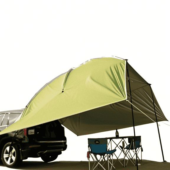 Large canopy tent at the rear of the car, UV-resistant, perfect for self-driving leisure camping, outdoor trips, and portable rain and sun protection.