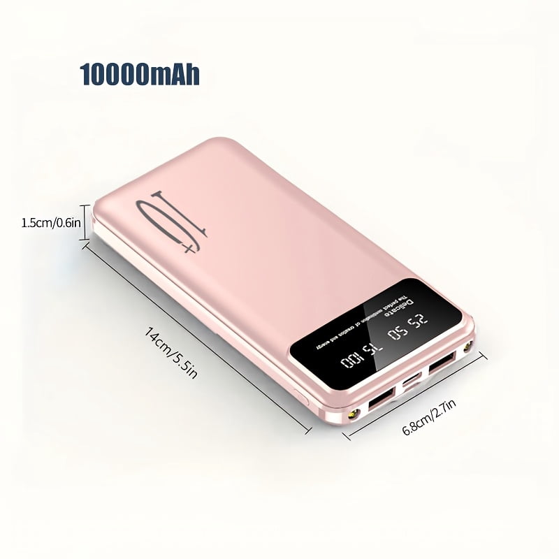 Large capacity 10000mAh/20000mAh power bank, support Micro/Type-C interface, dual input and dual output digital display power bank, dual LED lamp portable mobile power supply, safe and stable polymer