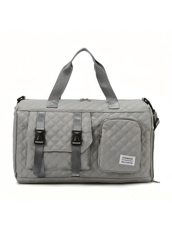 Unisex Large capacity Argyle Travel Bag with Shoe Compartment, Portable Weekender Overnight Bag,Pink, Multicolor, 1-Piece