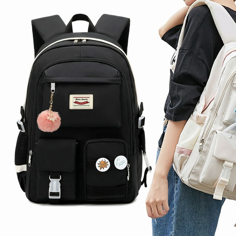 Large capacity Backpack School Bag Oxford Waterproof Zipper Travel 2024 Fashion Solid Color Black