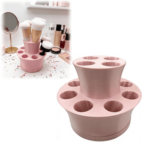 Large capacity Brush Organizer Stand For PinkFresh Studios 1, for Simon Hurley Medium&Pigment Pouncers BrushesTwoTier Desktop Storage for Blending & Painting Tools (Pink)