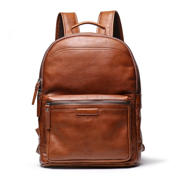 Large-capacity Cowhide Backpack Vegetable Tanned Leather Travel Bag European And American Retro,Retro Brown