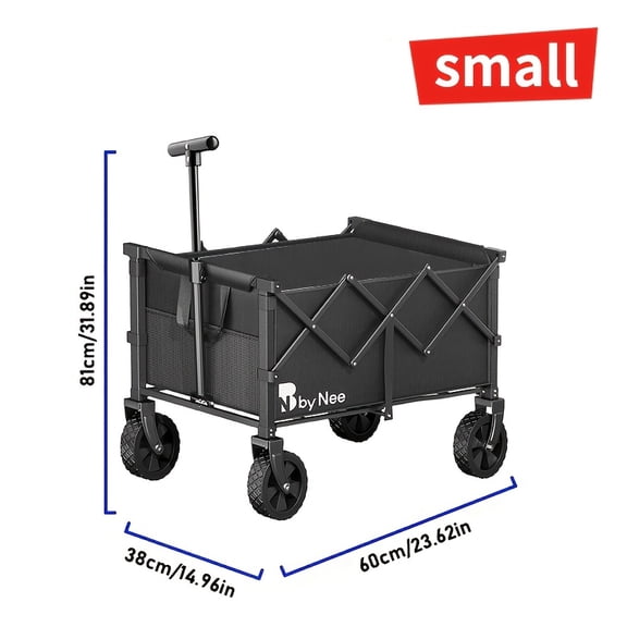 Large-capacity Foldable Camping and Gardening Cart. Designed with All-terrain Wheels and An Extra-large Cargo Space. An Ideal Choice for Camping, Picnics, Gardening Work, and Market Shopping, It Is E
