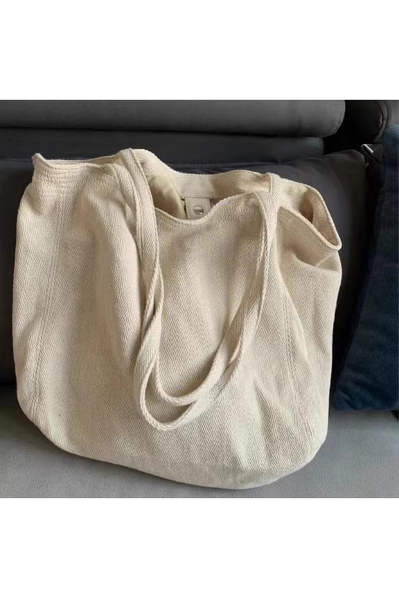Large-capacity Korean Bag, Women's Twill Canvas, Commuter Shoulder Portable Casual Women's Bag, Simple and Lazy Shopping Bag.