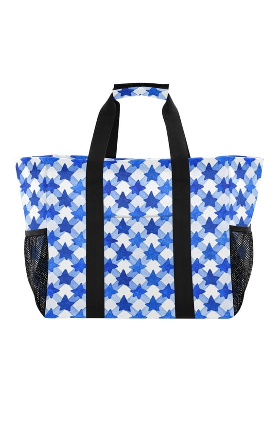 Large-capacity handheld storage bag Thickened picnic travel bag oversized clothing luggage organizing bag Dark Blue Five-pointed Star