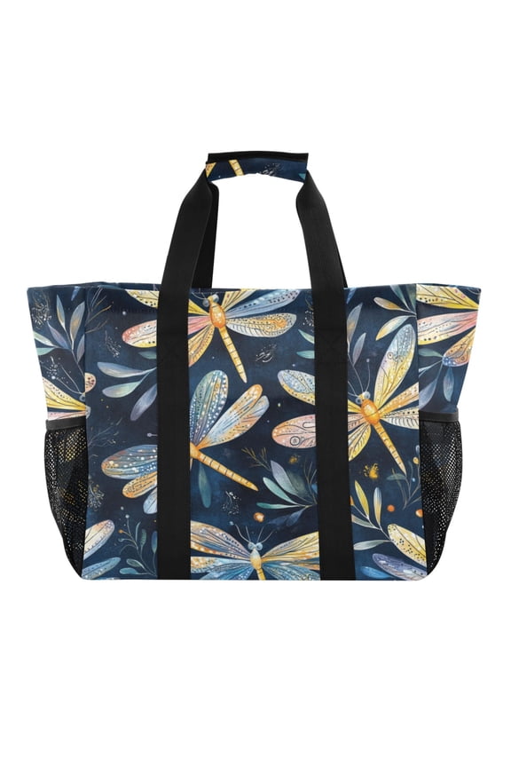 Large-capacity handheld storage bag:Thickened picnic travel bag,oversized clothing luggage organizing bag. Dragonfly Pattern