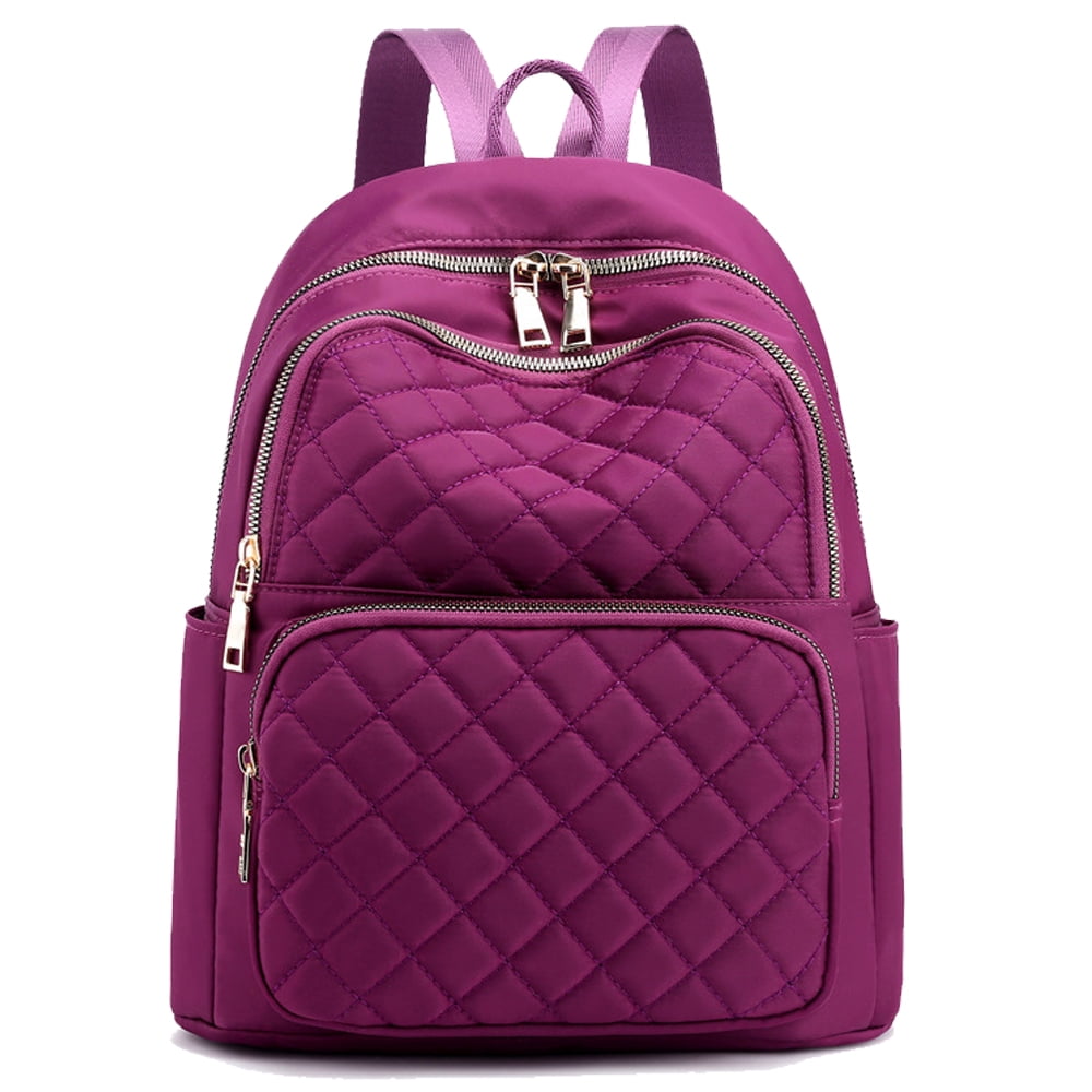 Large capacity lightweight nylon embroidery thread ladies backpack-purple