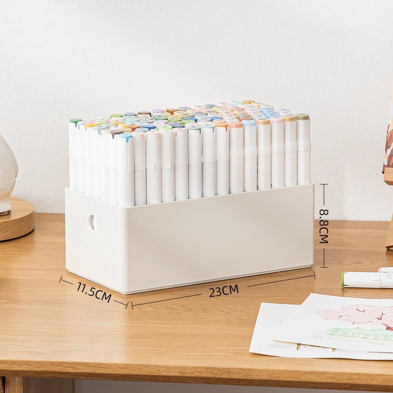 Large capacity plastic creative pen holder - marker pen storage box, desktop stationery organizer, enhancing office efficiency and spatial aesthetics