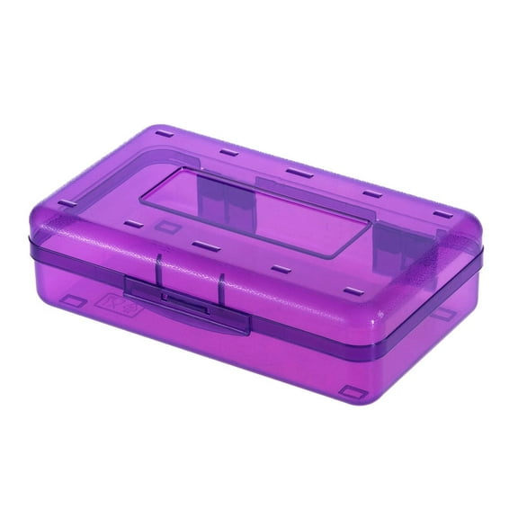 Large capacity plastic transparent pencil case, stylish office supplies storage box with snap-on lid, stackable design, sturdy and durable, can store pens, pencils, markers, scissors, etc