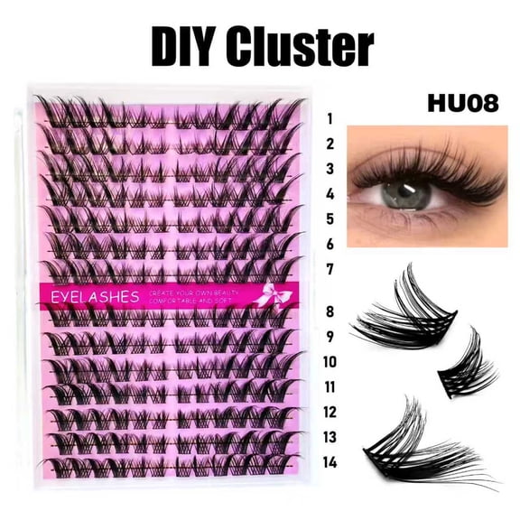 Large-capacity self-grafting YU09 false eyelashes, segmented lashes, natural & thick style, baby curl