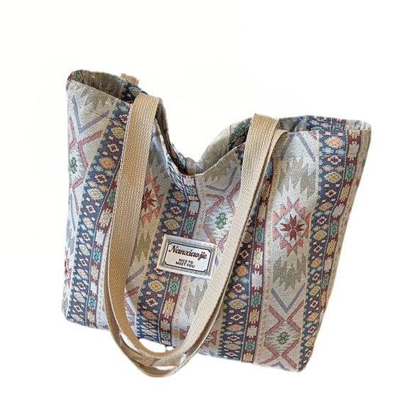 Large capacity woven ethnic bag new canvas bag tote bag women's retro commuter shoulder handbag women