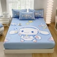 Large cartoon Kuromi Cinnamoroll 3pcs fitted bed sheet set （fitted