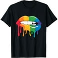 thumbnail image 1 of Large colourful rainbow lips T-Shirt, 1 of 3