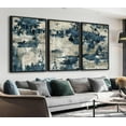 thumbnail image 1 of Large d Canvas Wall Art - Abstract Floral Wall Decor, Navy Blue Flowers Pictures, Ink Wash Botanical Painting Prints for Living Room Bedroom Office Bathroom Artwork 16" X 24" X 3 Pcs, 1 of 7