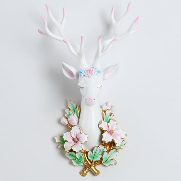 Large deer head wall decoration made of resin, decorative animal sculpture Art Deco, rustic wall design for living room bedroom, wall decoration
