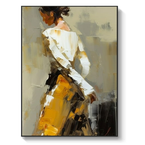 Large female portrait handmade abstract oil painting, 100% handmade oil painting, room art, living room wall decoration, office mural,61*46cm (24*18) inches,stretched + black frame