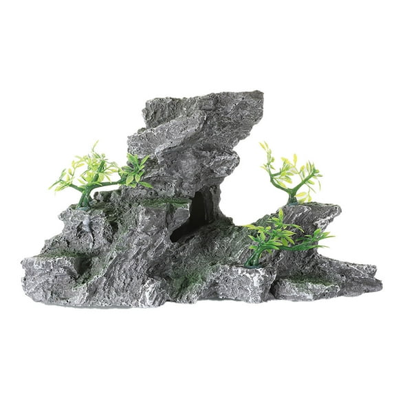 Large fish tank decoration, aquarium decoration tree house mountain view bridge fish tank decoration - style:style1;