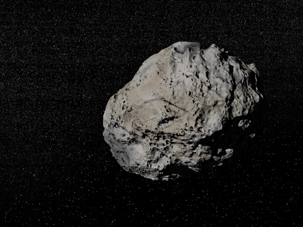 Large grey meteorite in the universe full of stars Canvas Art - Elena DuvernayStocktrek Images (33 x 25)