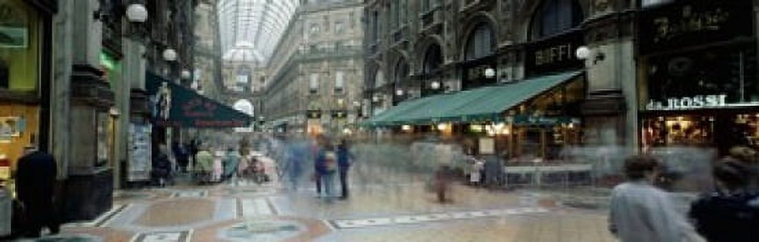 Large group of people on the street Milan Italy Canvas Art - Panoramic Images (18 x 6)