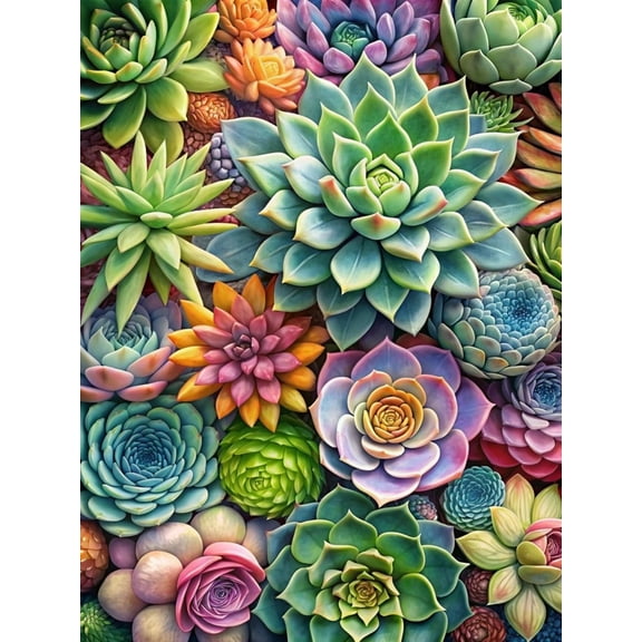 5D DIY Diamond Art Kits for Adults Beginners,Succulent Diamond Dots Gem Art,Home Wall Decor 11.8x15.8inches.