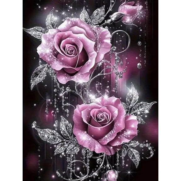 5D DIY Diamond Art Kits for Adults Beginners,Purple Rose Diamond Dots Gem Art,Home Wall Decor 11.8x15.8inches.