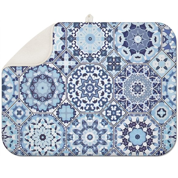Large microfiber boho dish drying mat 18x24 Inch, highly absorbent, foldable, and decorative for modern kitchens