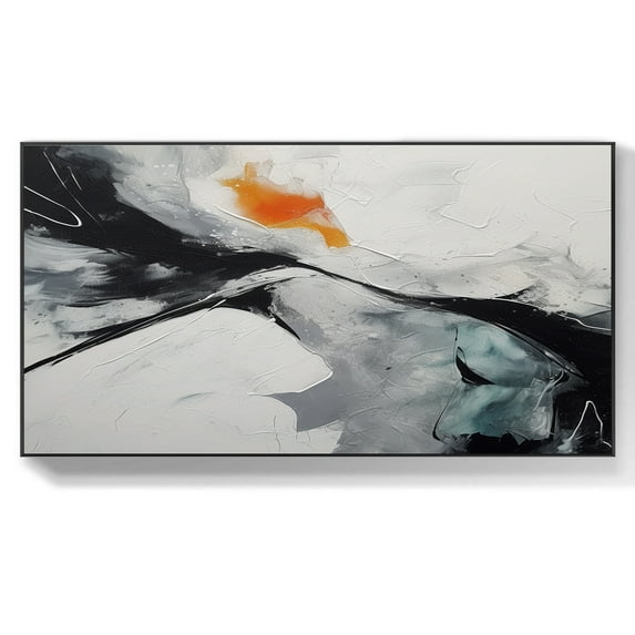 Large minimalist wall art, white abstract art, black 3D texture acrylic canvas art, large wall art, modern home decoration,(91*183cm)36*72 Inches,Unstretched,Frameless