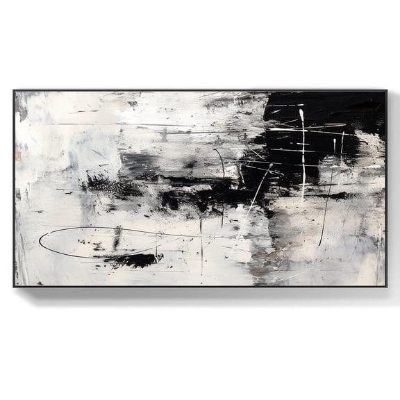 Large original black and white canvas abstract painting, minimalist abstract wall art, textured wall art, custom canvas wall art,(122*244cm)48*96 Inches,Unstretched,Frameless