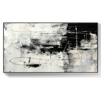 Large original black and white canvas abstract painting, minimalist abstract wall art, textured wall art, custom canvas wall art,(41*81cm)16*32 Inches,Unstretched,Frameless