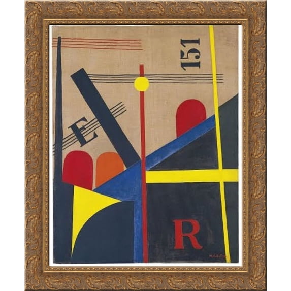 Large painting of the railroad 20x24 Gold Ornate Wood Framed Canvas Art by Moholy Nagy, Laszlo