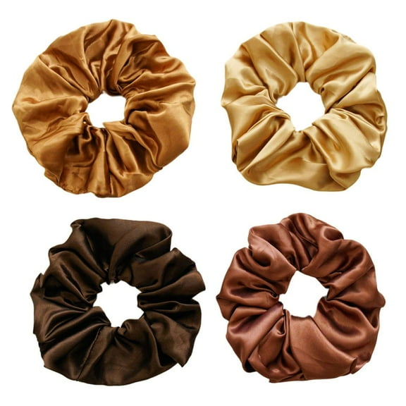 Large satin Scrunchies XL Silk Oversized Scrunchie for Thick long Hair Scrunchy Bobbles Hair Ties Jumbo for Women Girls (coffee)