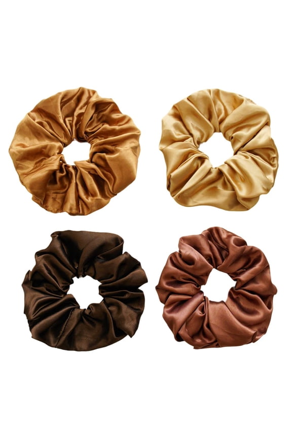 Large satin Scrunchies XL Silk Oversized Scrunchie for Thick long Hair Scrunchy Bobbles Hair Ties Jumbo for Women Girls (coffee)