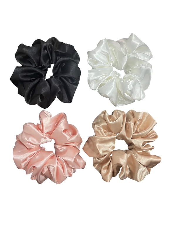 Large satin Scrunchies XL Silk Oversized Scrunchie for Thick long Hair Scrunchy Bobbles Hair Ties Jumbo for Women Girls (coffee)