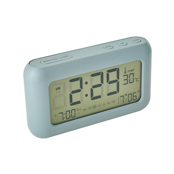 Large screen simple rechargeable alarm clock bedroom bedside electronic clock LCD multifunctional clock 170 wide angle display Display time, date, week, temperature, day and month