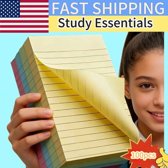 Large self-adhesive notebook - With a grid design, it is portable and easy to use, suitable for office use. There are 4 color options available, and each notebook has 100 pages.