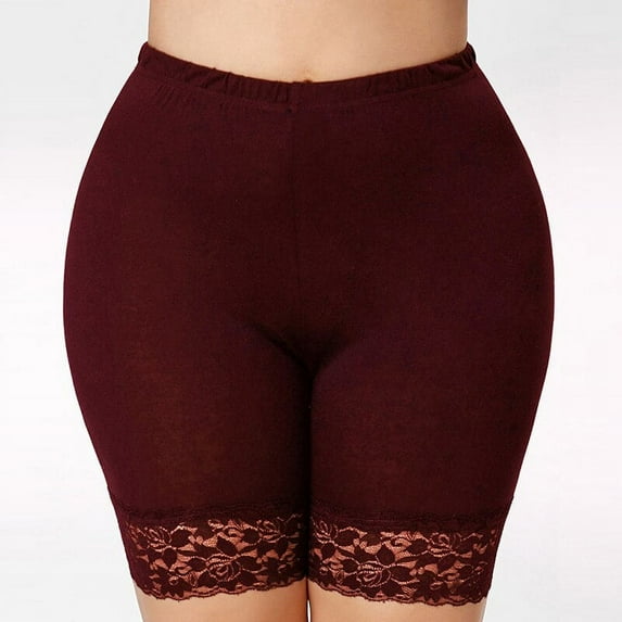 Large size high waist tight lace shorts
