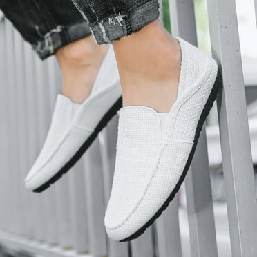 Large size men's shoes Summer men's Bean shoes lazy casual Korean Breathable linen canvas fashion shoes white