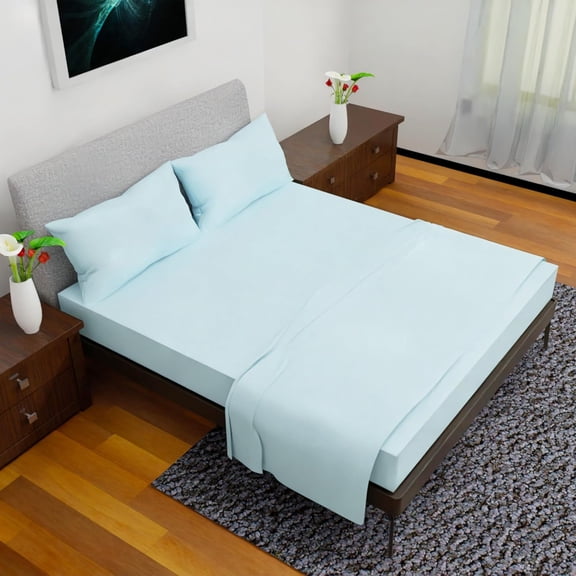 Large-sized bed sheet set - Four-piece bedding set - Anti-wrinkle, double-sided brushed, cool bed sheets