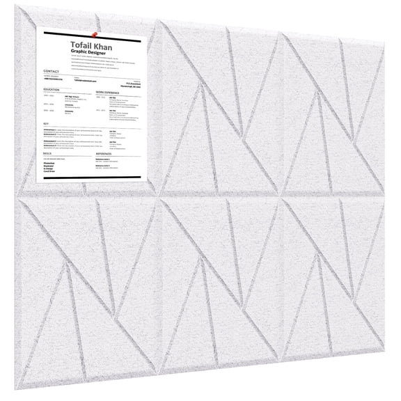Felt Bulletin Board, Large Cork Board for Wall 36" x 24", Felt Wall Tiles with 30 Push Pins, Thick Cork Board for Office Kitchen Classroom, 6 Pack, White